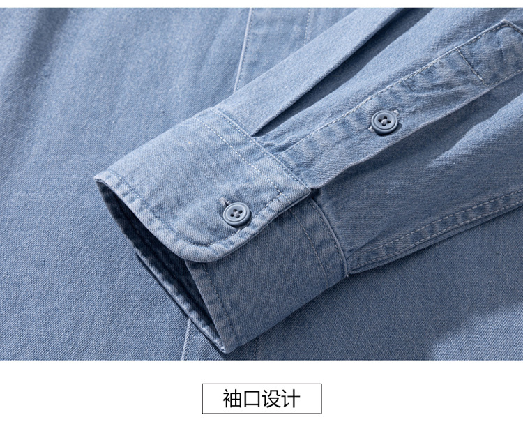 牛仔衬衫长袖男士帅气复古工装衬衣薄款日系休闲牛仔衣外套男款潮详情38