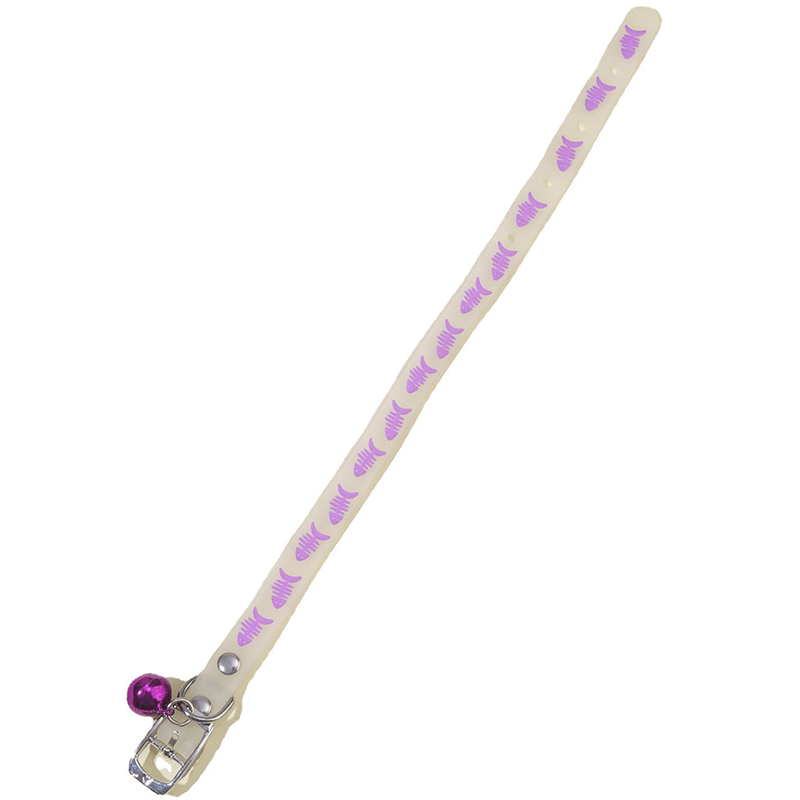 Pet decoration products: Fluorescent silicone collars for cats and dogs with small fish patterns and bells to prevent loss at night pic 10