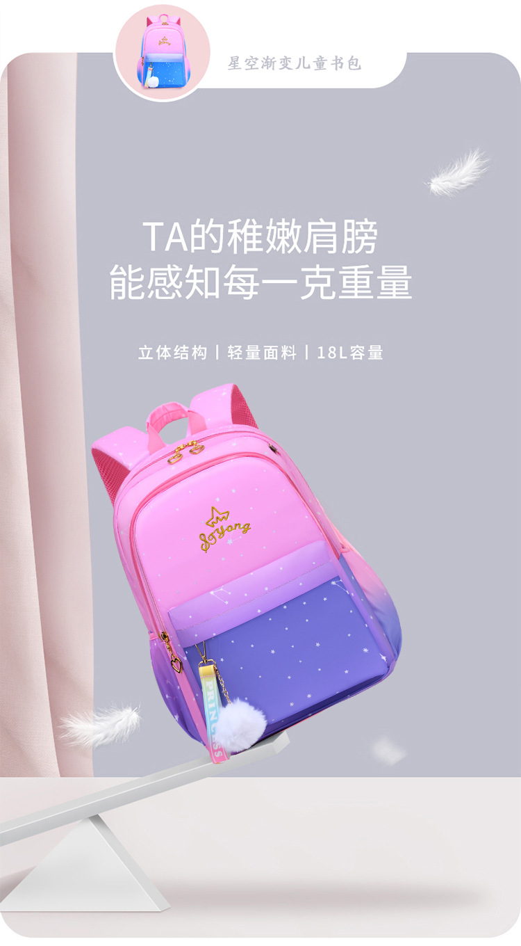 Korean version schoolbag for primary school 1-3-6 grade cute princess children backpack for girls lightweight factory wholesale pic 5