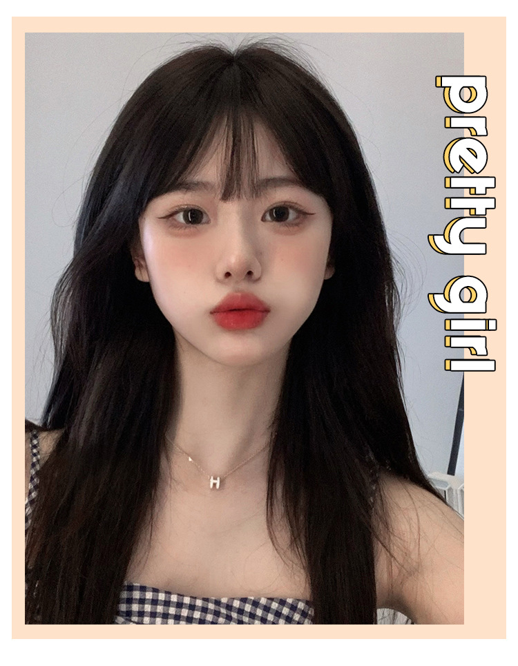 假发全头套芭比自然齐刘海网红黑长直发假发女白金色假发仿真发女详情4