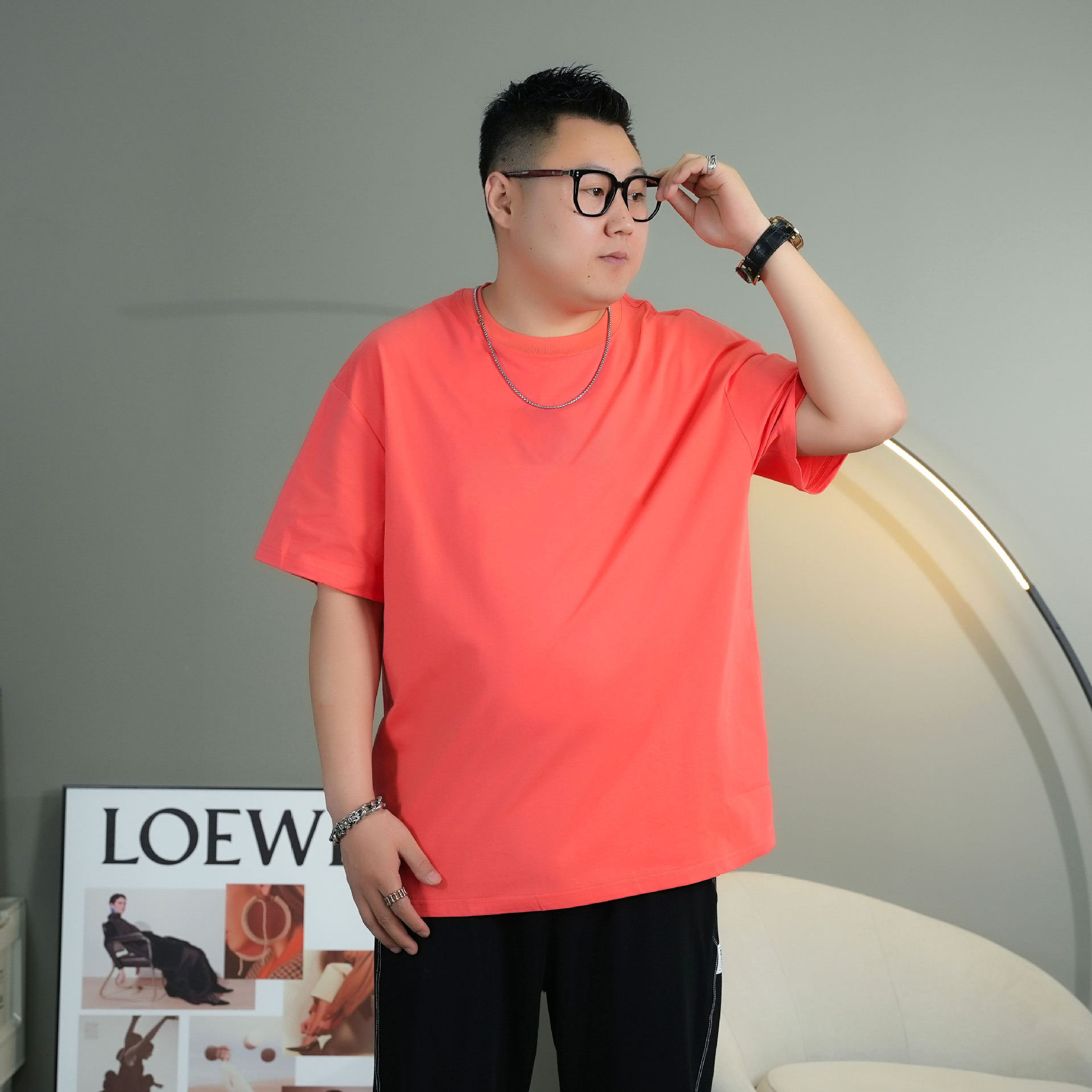 胖蝈蝈大码短袖男款夏季宽松大码t恤男加肥加大男士休闲子半袖详情46