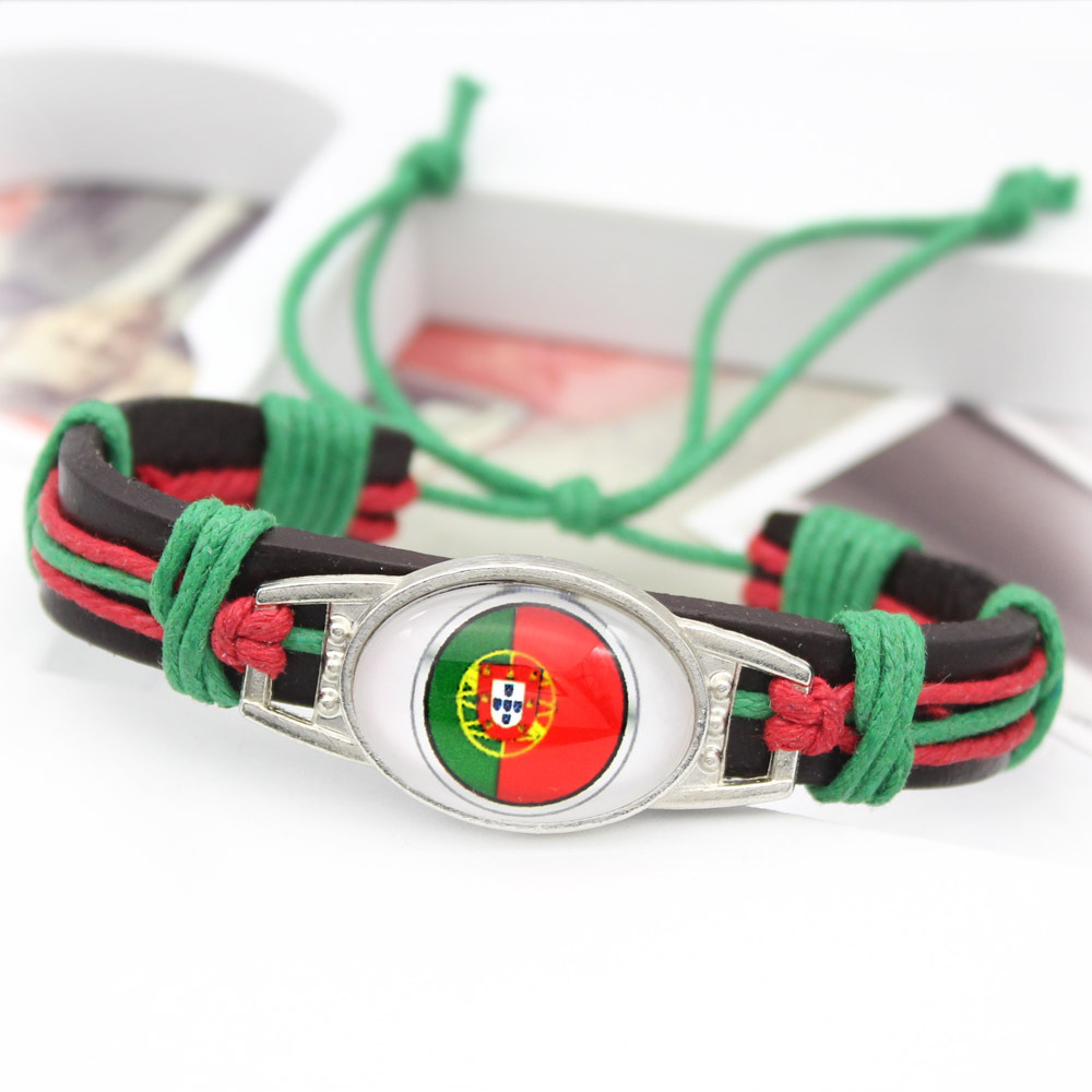 摩洛哥世界各国国旗手链 世界杯复古牛皮绳编织手链批发详情32
