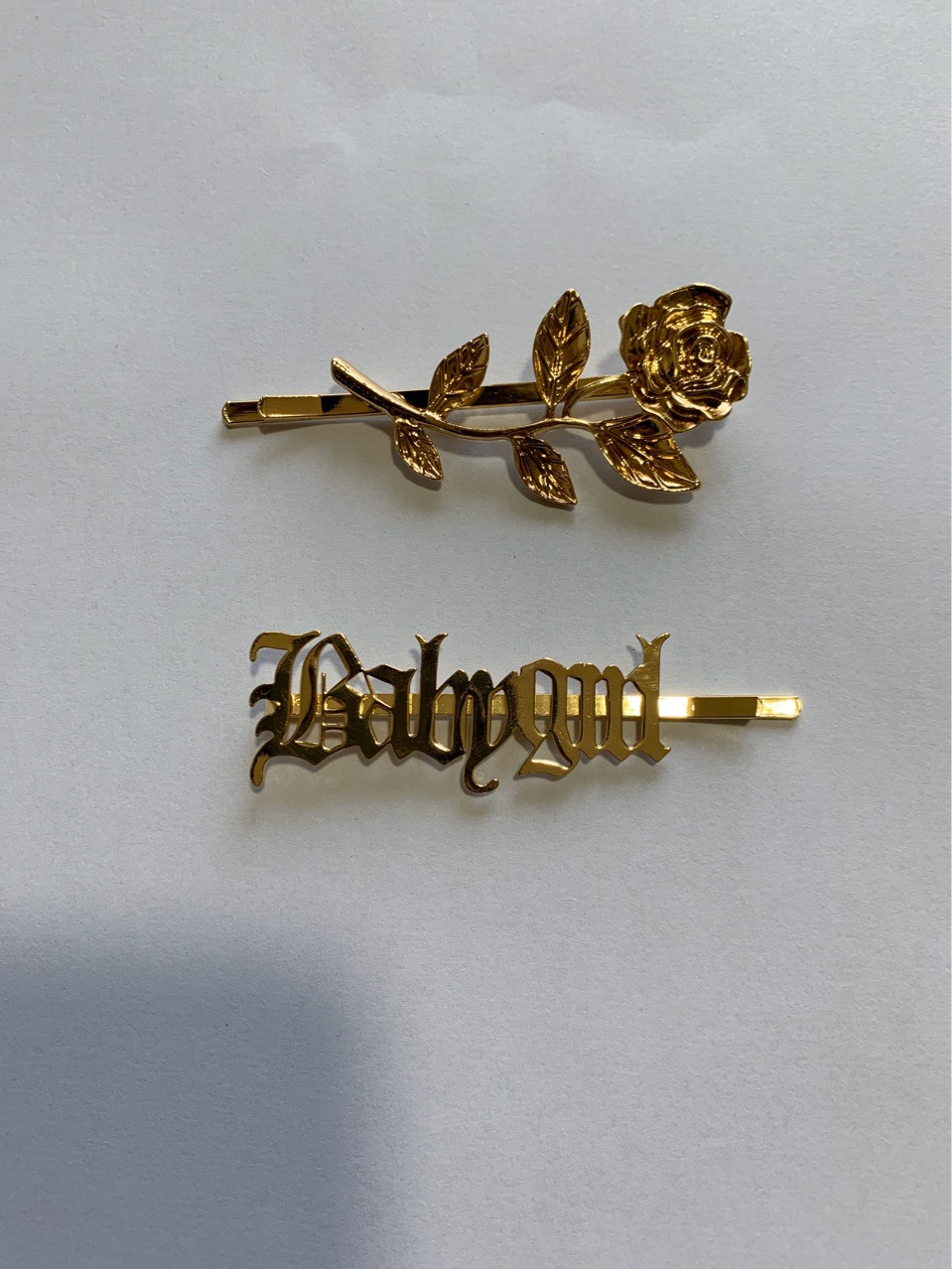 Fashionable hairpin, Gothic, European and American style, golden rose one-line fringe, seaside clip, high street retro artistic style letter hair accessory pic 5