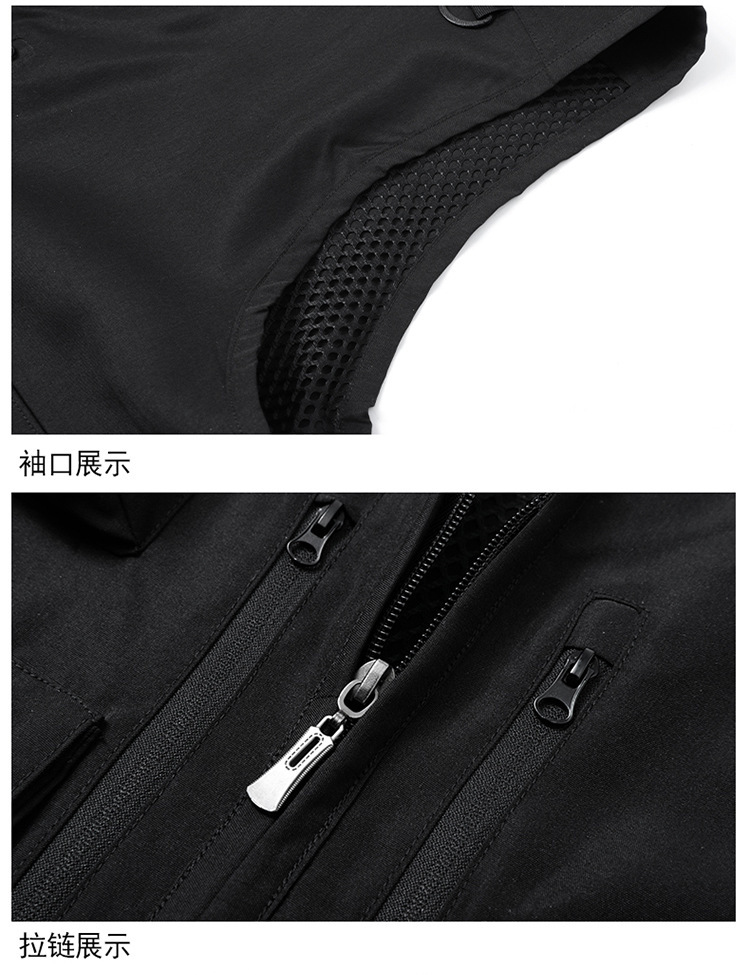 2023新款跨境户外批发多功能网眼摄影男式马甲背心多口袋大码马夹详情14