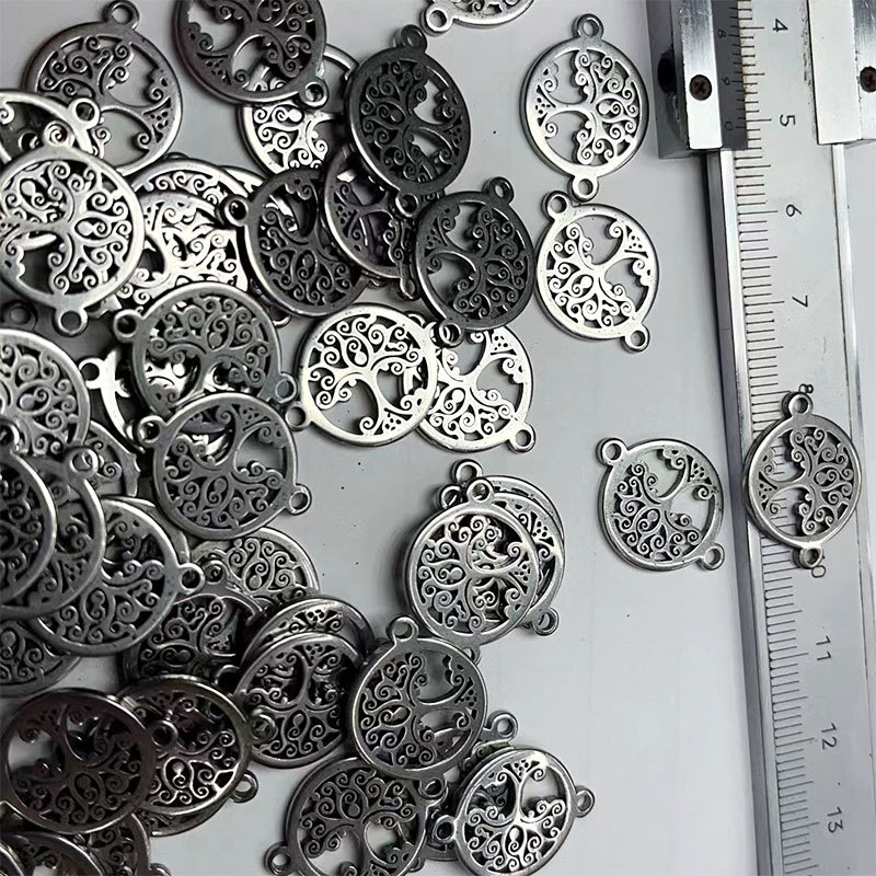 New cross-border flower and plant pendant, fully polished laser-cut stainless steel jewelry, Life Tree pendant pic 2