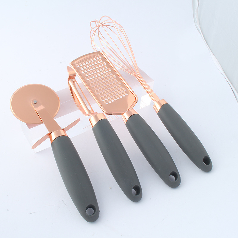 Cross border acero inoxidable aircraft handle mesh leakes grinder egg grinder knife sharpper kitchen set 7 piezas conjunto de gadgets de cocina pic 14