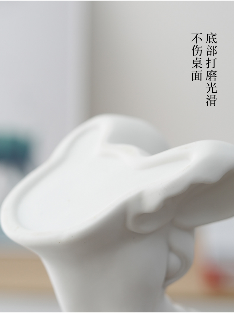 白色陶瓷花瓶简约家居装饰品素烧干花插器创意动物花瓶工艺品摆件详情11