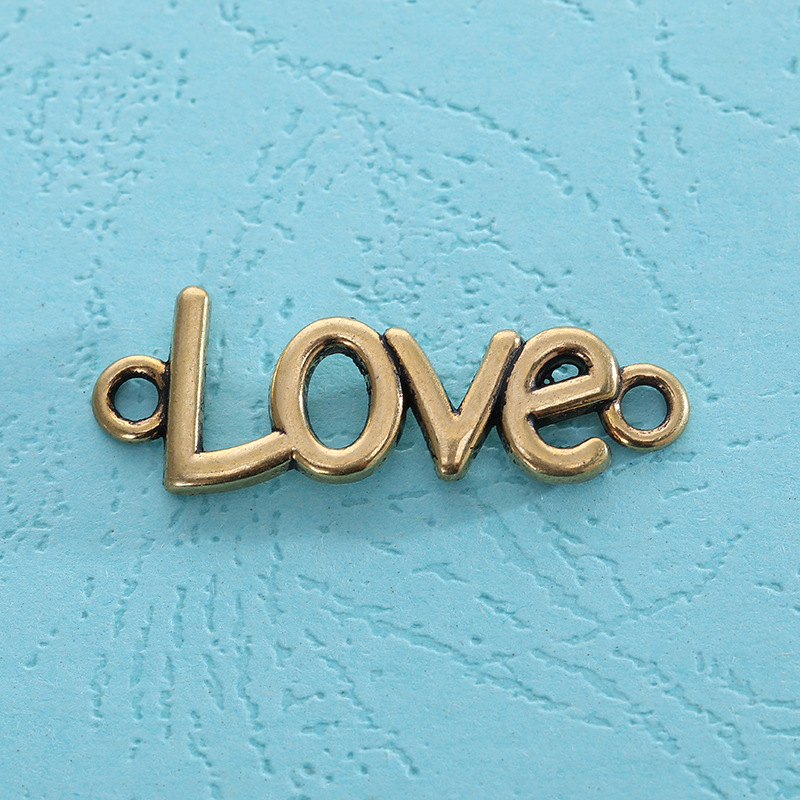 Factory direct supply of retro alloy jewelry accessories, English letter Love pendants, small pendants, various styles to choose from pic 6