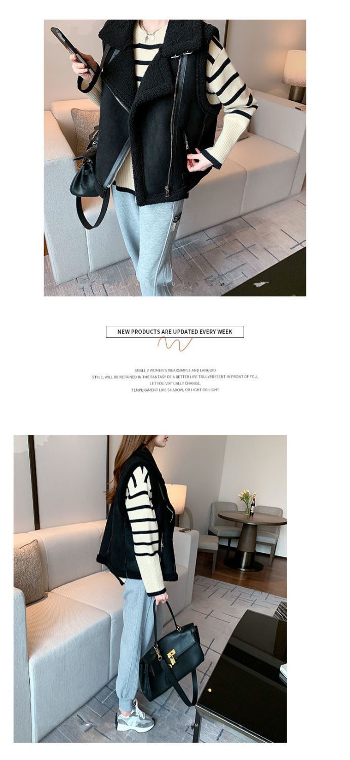 外搭叠穿小马甲女百搭外穿新款洋气今年流行马夹羊羔毛皮毛一体潮详情20