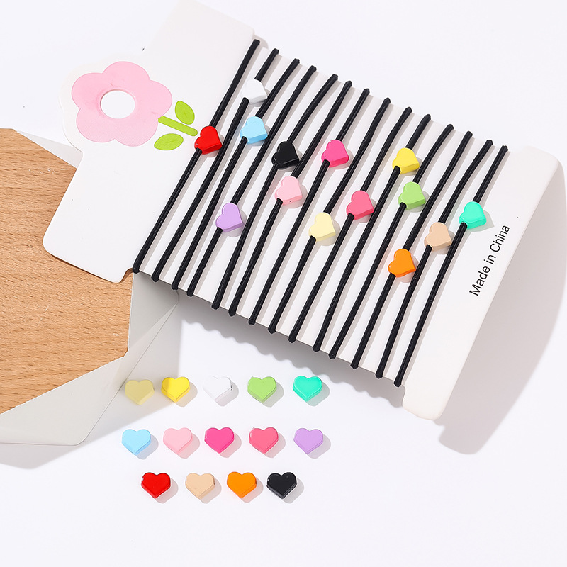 New cross-border trade product: Macaron-colored heart-shaped heart 7mm DIY hair tie and hair band, a fresh and cute heart-shaped accessory pic 1
