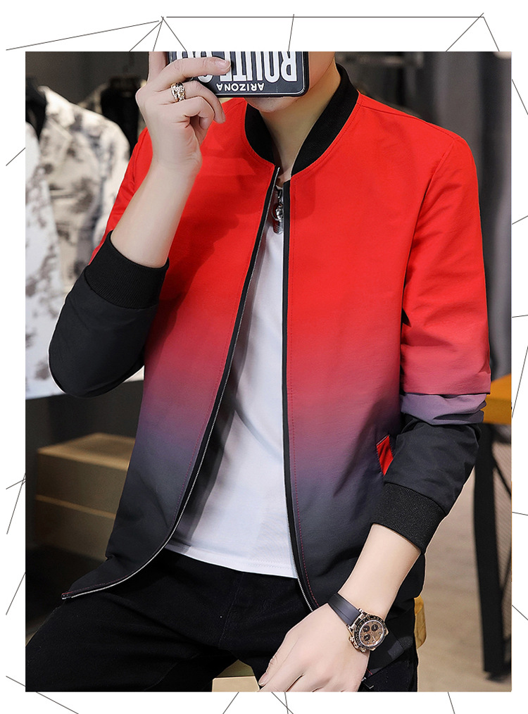 Comercio exterior primavera/otoño 2022 chaqueta versátil para hombres versión coreana slim fit baseball wear tendencia para hombres gradiente de estilo casual abrigos pic 10