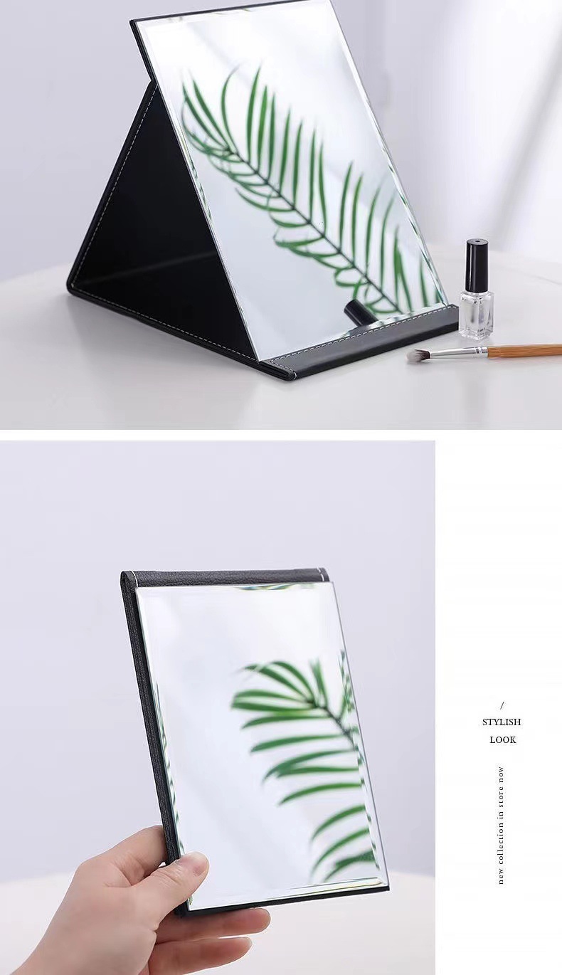 镜子可折叠pu大号化妆镜随身便携梳妆镜桌面台式加厚公主高清镜子详情13