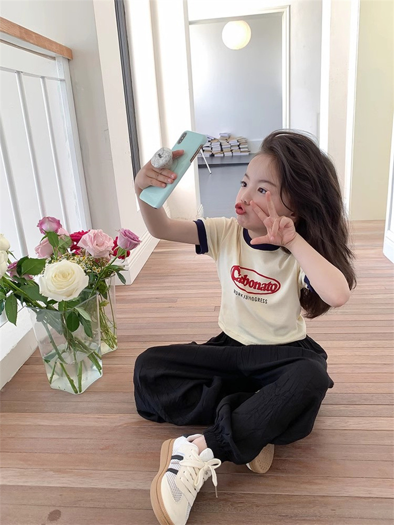 女童夏款短袖T恤女宝宝莫代尔印花卡通童装儿童圆领薄款面膜上衣详情21