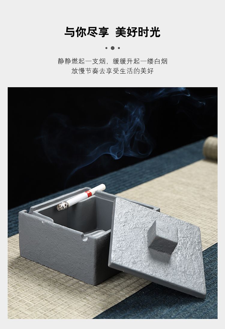 简约个性创意酒店客厅水泥方形烟灰缸家用客厅带盖简约北欧ins详情19