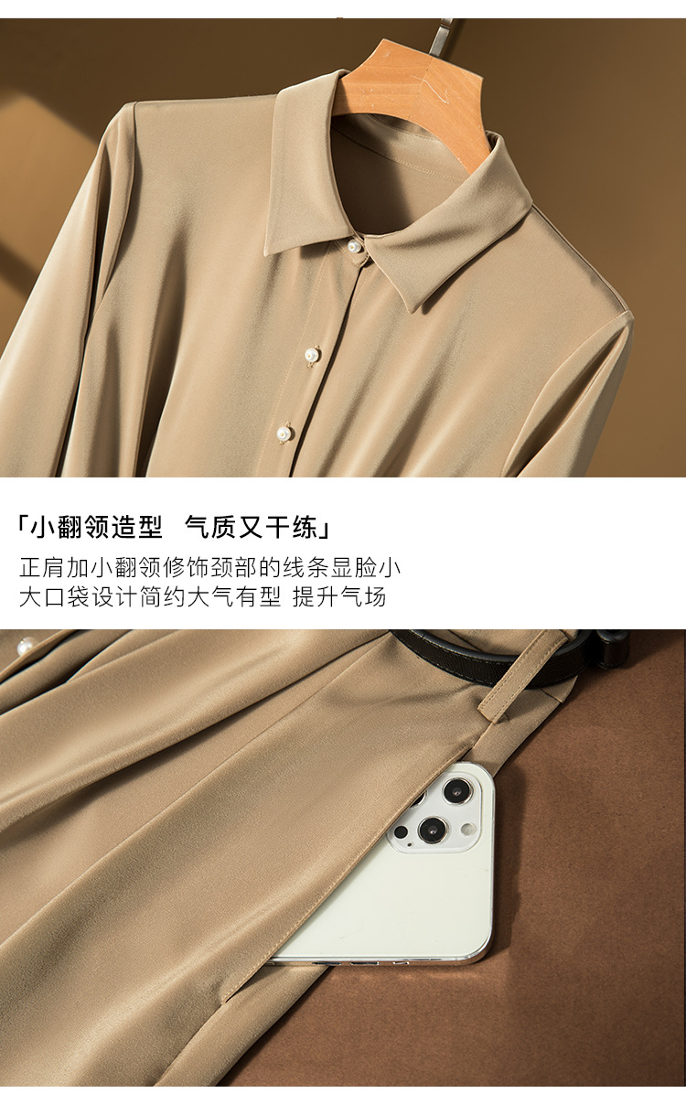 高珂2023早春新款法式赫本风连衣裙重磅不规则门襟高腰百搭连衣裙详情6