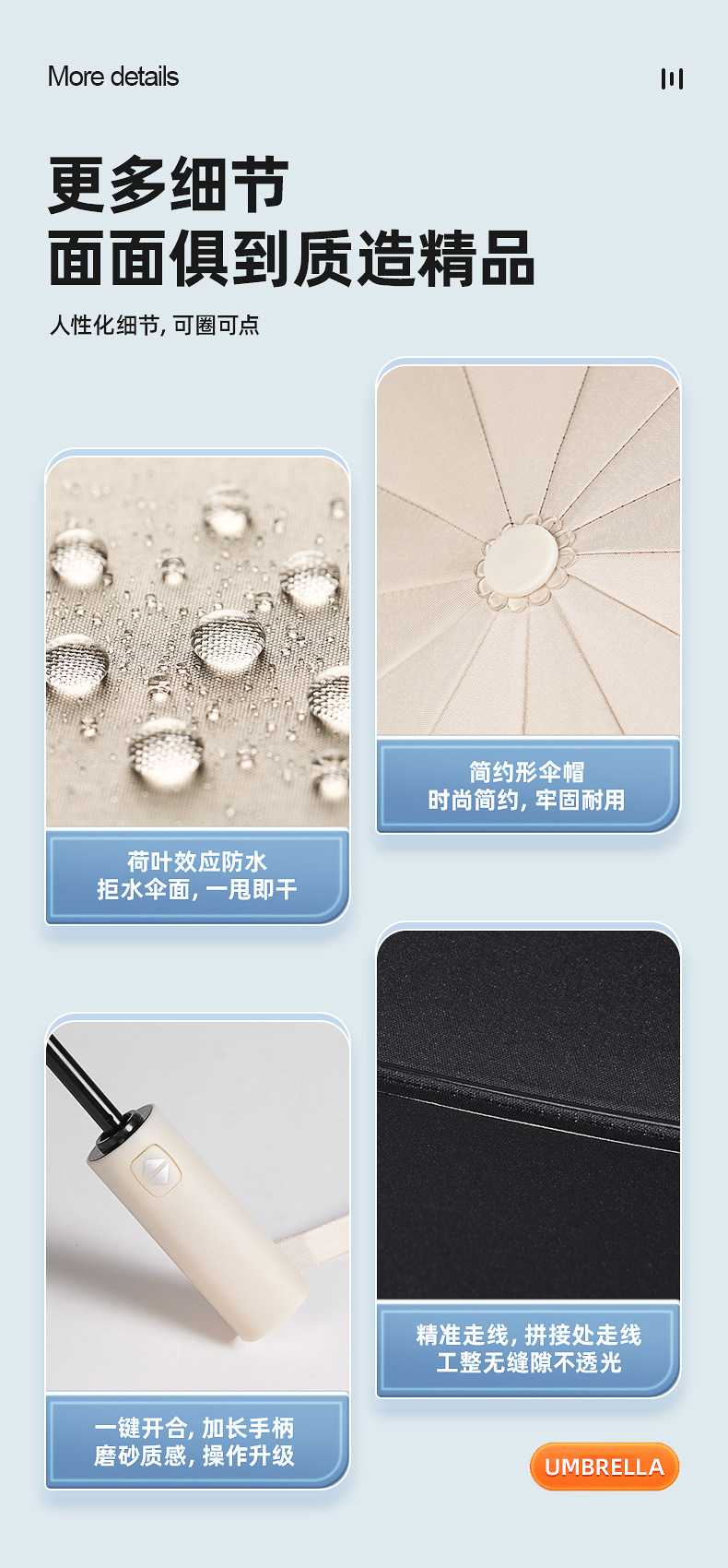 全自动十二骨双龙骨定制广告雨伞三折黑胶防紫外线遮阳伞晴雨两用详情31