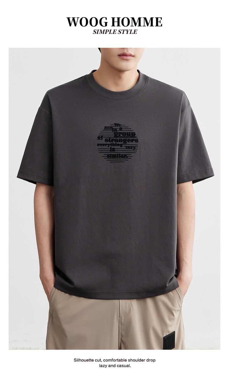 Quick-drying ice silk cotton round-neck cool printed short-sleeved T-shirt for men 2024 Summer new style slightly loose half-sleeved T-shirt pic 2