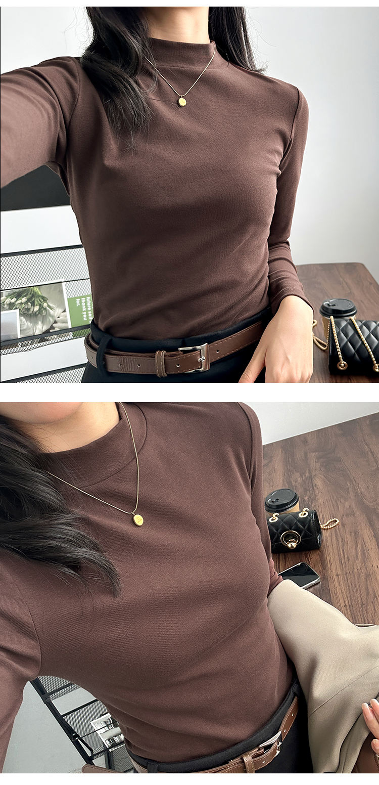 深灰色打底衫内搭小立领棉长袖t恤女黑色半高领初秋早秋上衣女潮详情12