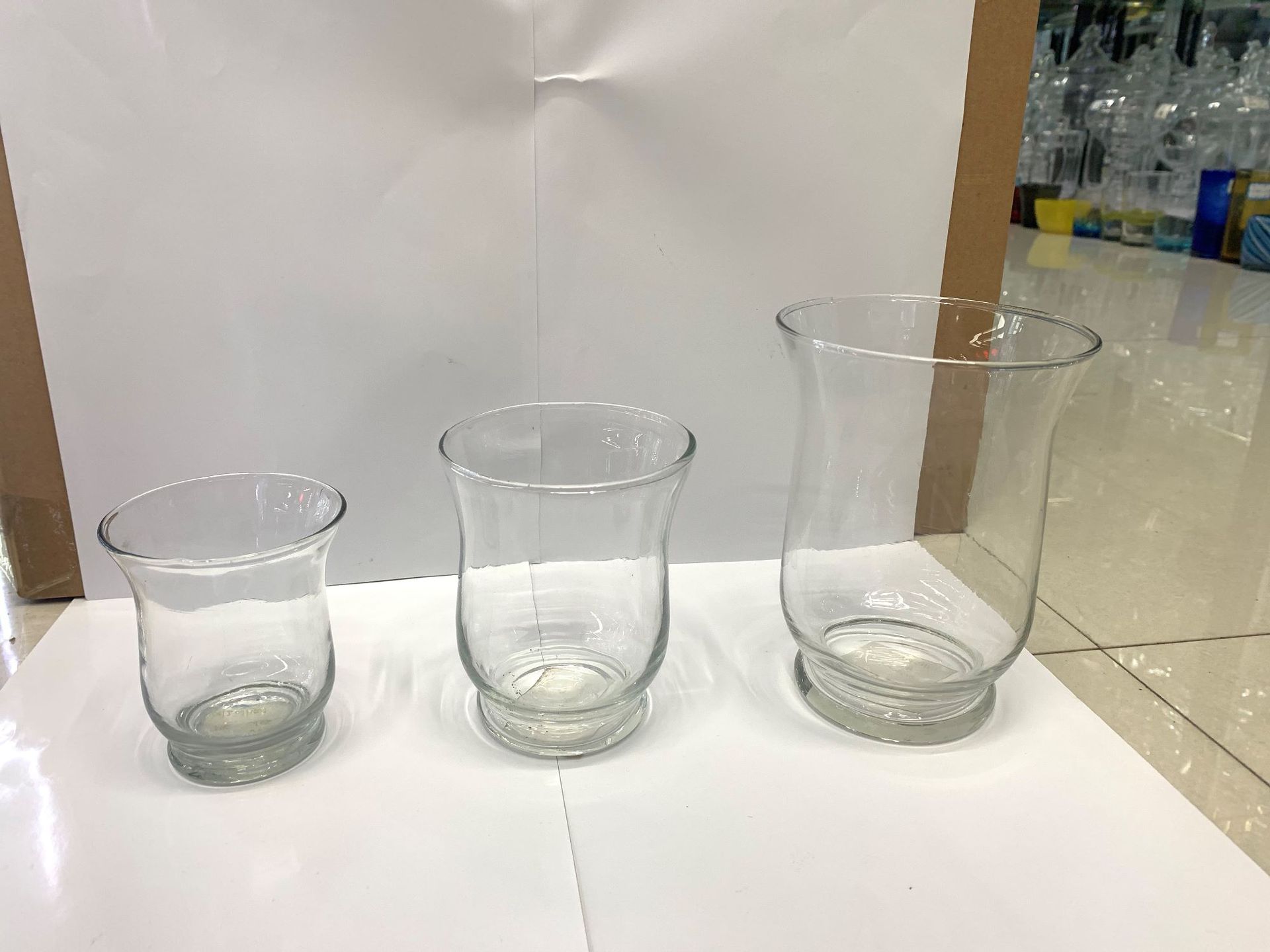 厂销透明玻璃风灯喇叭口透明玻璃杯 腰鼓型风灯薰蜡烛杯DIY烛台杯详情4