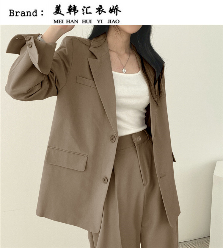 卡其色西装外套女2023新款春秋季韩版小西服套装女士休闲气质上衣详情24
