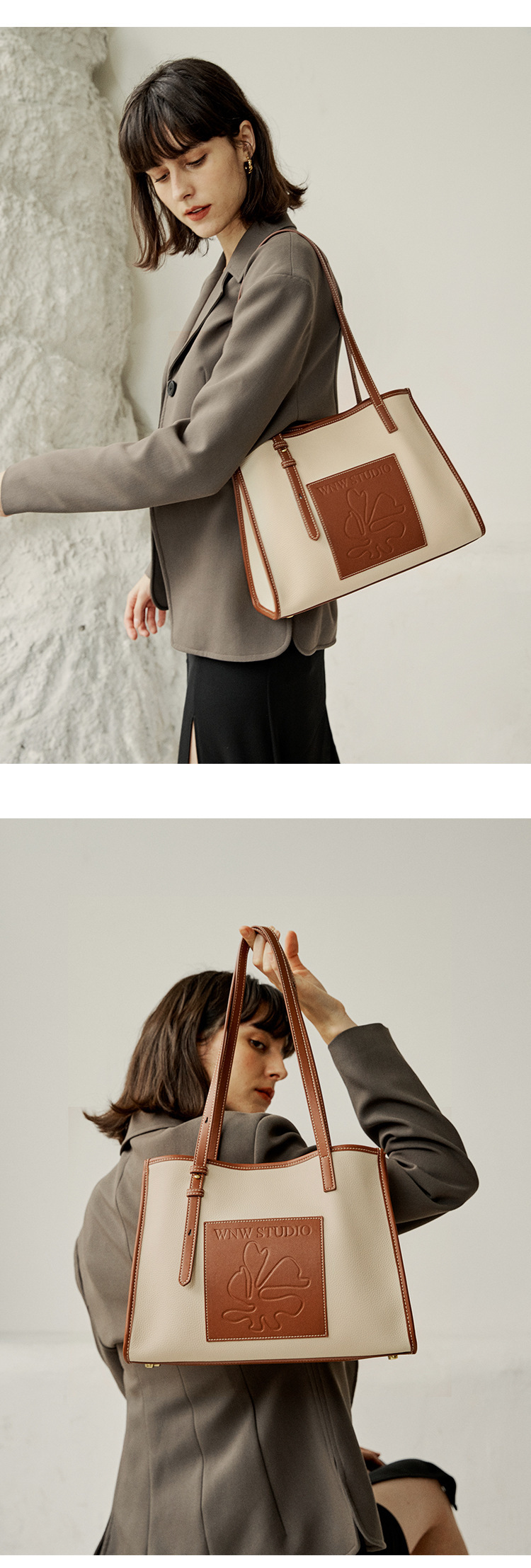 广州真皮女包大容量新款包包女小众单肩包秋冬托特包牛皮斜挎大包详情7