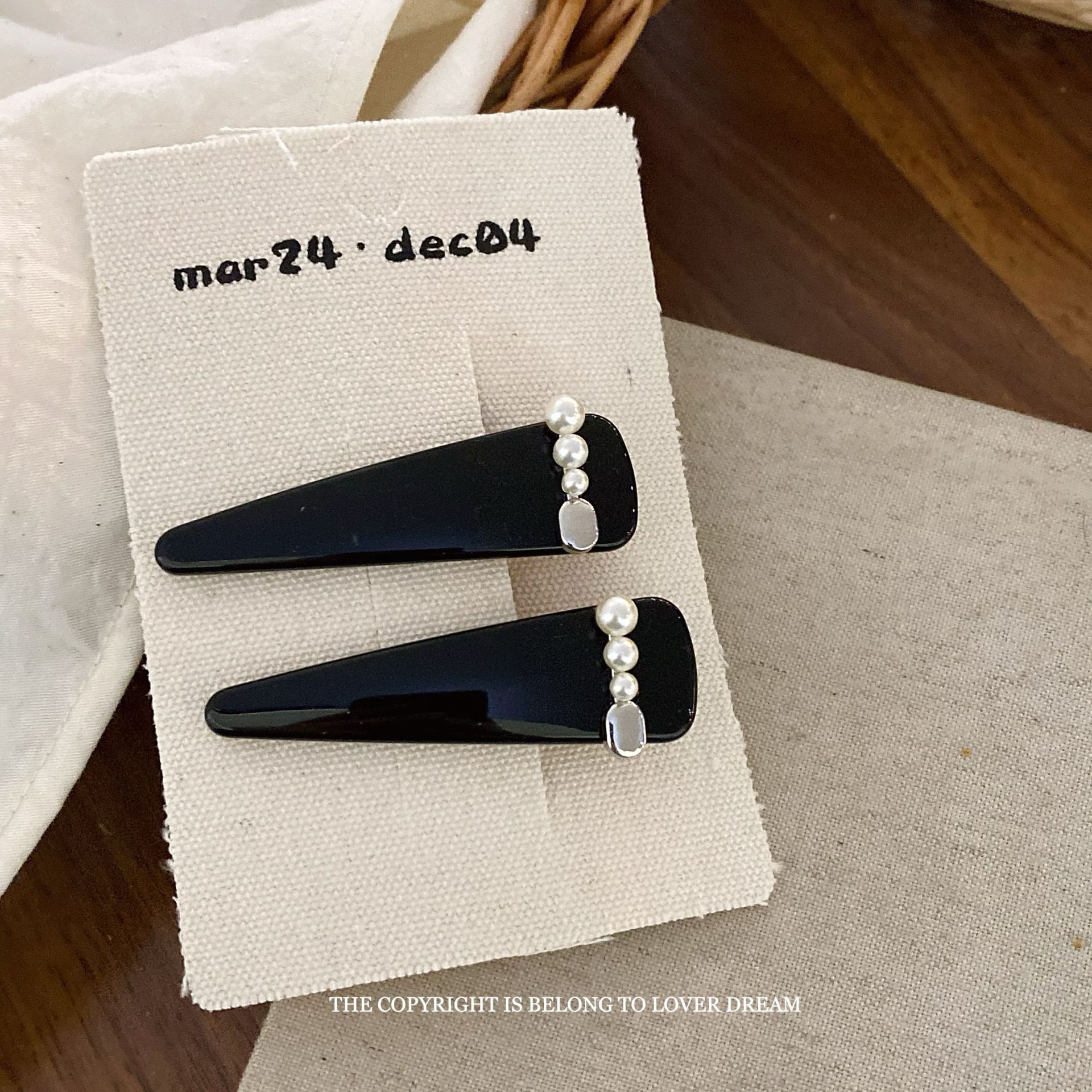 韩国ins新款珍珠黑色质感三角发夹 时尚小香风鸭嘴夹刘海夹发饰女详情17