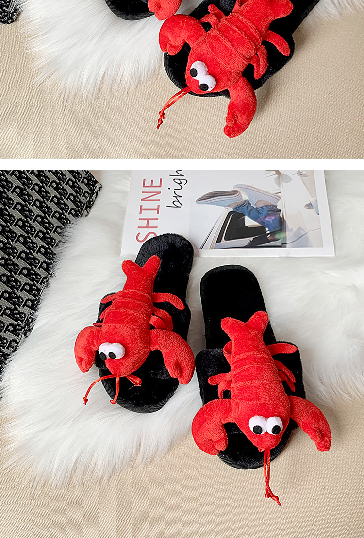 宿舍棉拖鞋女2020秋冬季个性小龙虾螃蟹拖鞋居家保暖时尚棉拖批发详情5