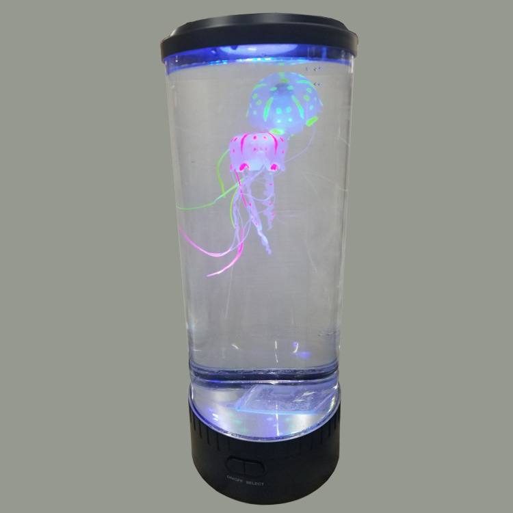 水族鱼缸水母灯 七彩LED自动变色小夜灯 圆柱形水母灯详情34