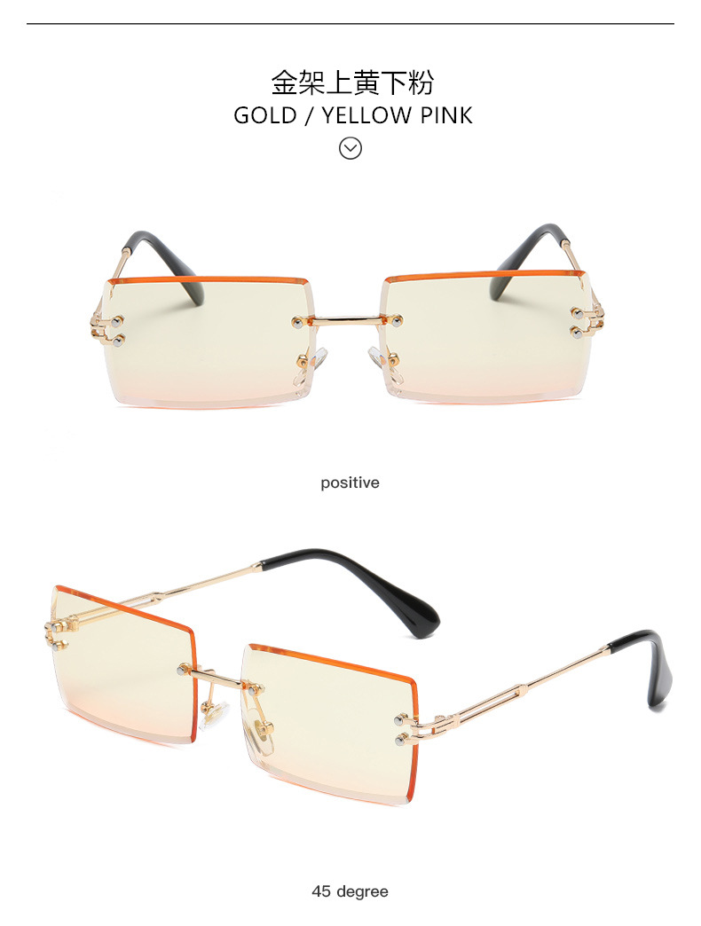 New frameless trimmed square gradient ocean sunglasses, European and American fashion, Instagram-popular street style sunglasses pic 22