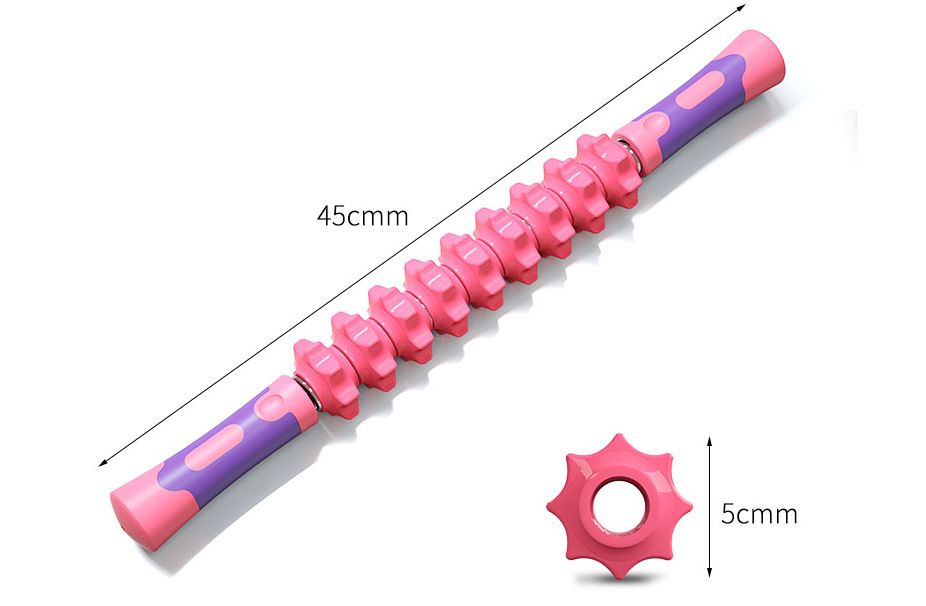 可弯曲健身按摩棒 瑜伽多功能肌肉按摩 双色手柄按摩棒滚轴按摩棒详情7