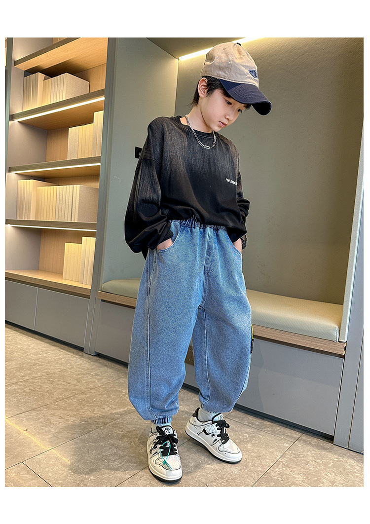 童装男童秋装裤子春秋款2023新款儿童牛仔裤秋季中大童休闲长裤潮详情10