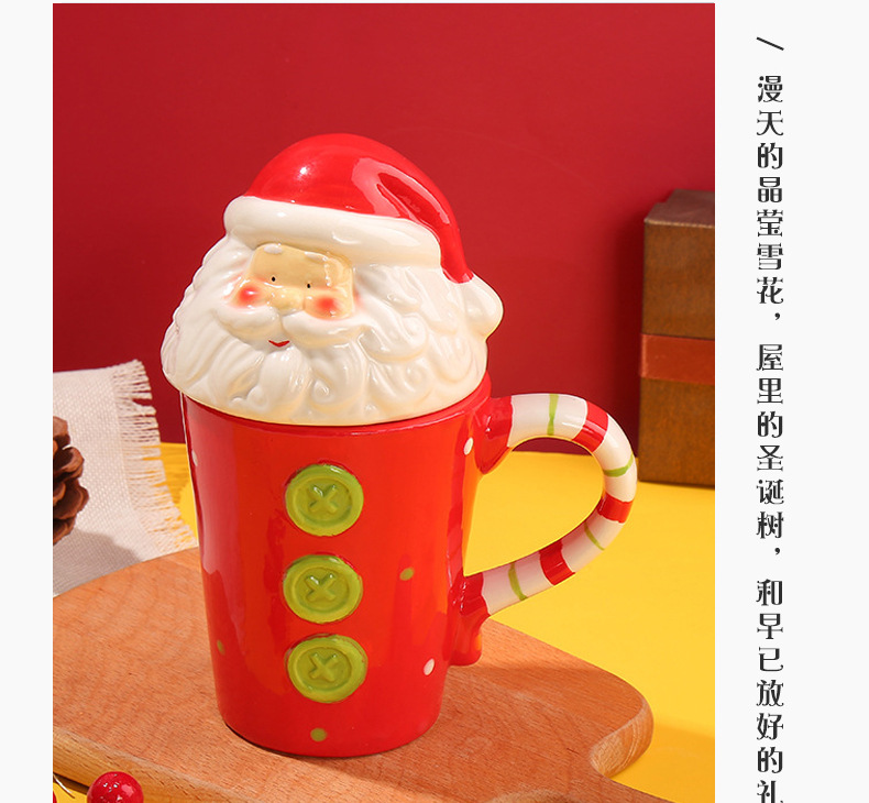 Creative cartoon mugs for female students, Korean version cute ceramic Christmas water cups with LIDS, milk mugs wholesale pic 16