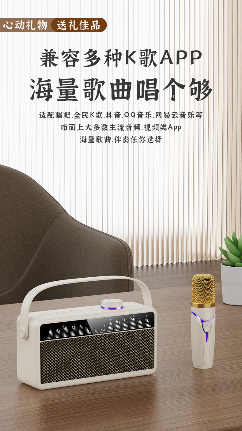 New 2024 smart Bluetooth speaker with lyrics display, outdoor home karaoke system with microphone pic 11