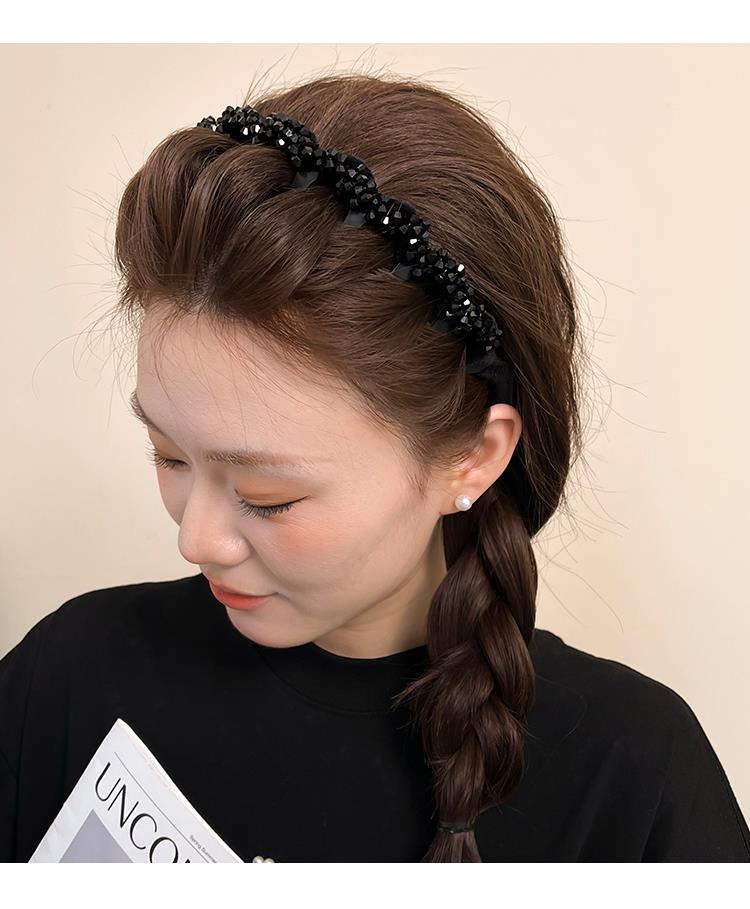 气质复古水钻黑色发箍女高级感洗脸压发防滑带齿头箍气质发卡头饰详情6