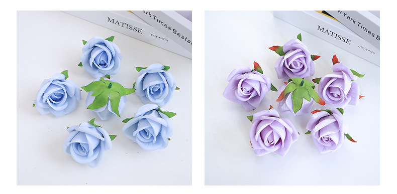 批发5cm绒布玫瑰花蕾仿真花 新娘手腕花DIY婚庆手捧蛋糕装饰花头详情34
