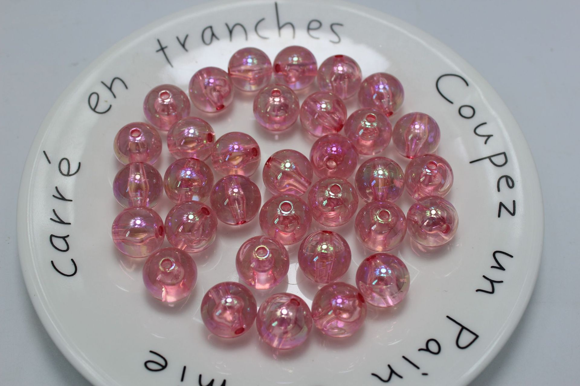 Acrylic through-hole round beads 16mm straight hole transparent UV-plated beads diy jewelry material, wholesale of string beads and loose beads pic 7