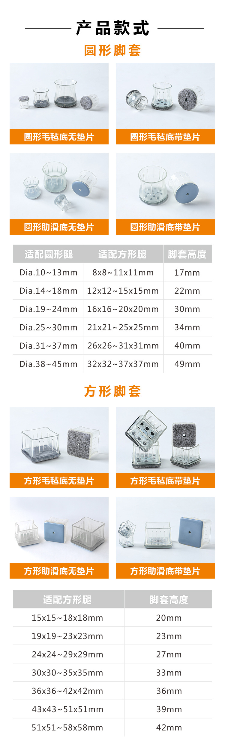 Immediate delivery of a set of multi-leg covers, round and square thickened, wear-resistant, silent and anti-slip table and chair leg covers pic 5
