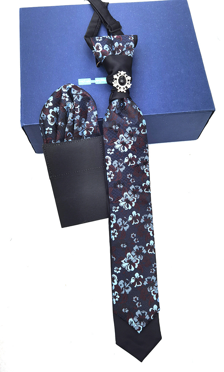 Hong Kong knot tie pocket square set gift with suit photography groom British wedding banquet tie for men pic 17