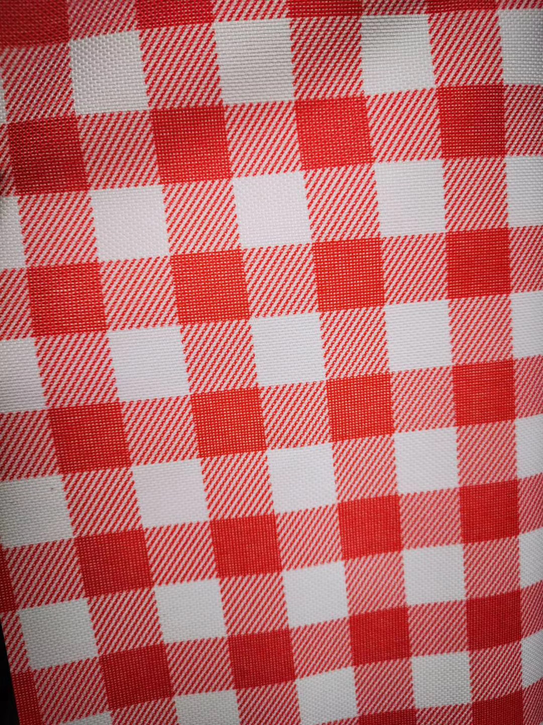 600D printed fabric, popular checkered white and red checkered picnic mat, popular checkered printed tablecloth, Oxford fabric pic 4
