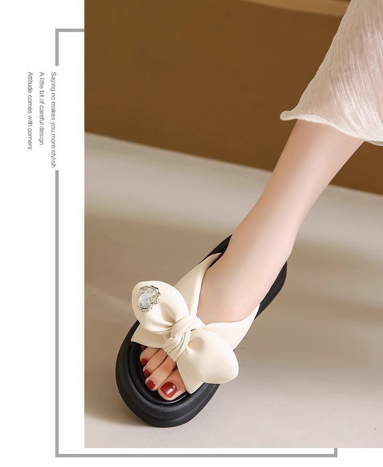 2024年夏季外穿舒适新款时尚休闲百搭厚底一字拖蝴蝶结女士凉拖鞋详情14