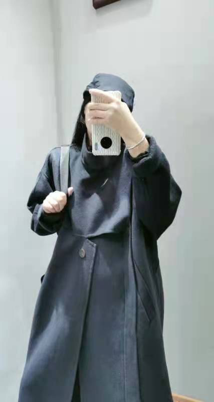 2021 Spring Design retro woolen coat for women, mid-length, petite woolen overcoat, knee-length pic 13