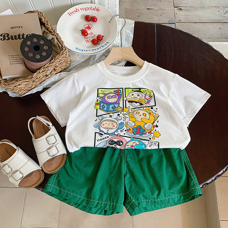 Niño camiseta verano 2024 nuevo niño niño korean versión algodón manga corta bebé dibujos animados lindo casual top pic 20