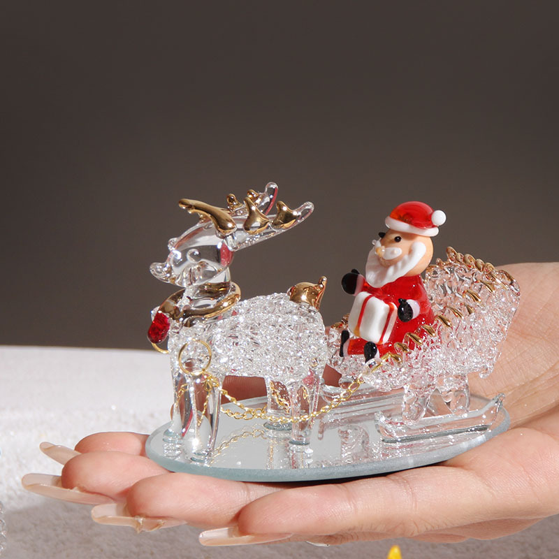 圣诞节礼物拉丝圣诞树淄博琉璃工艺品玻璃制品桌面摆件手工装饰灯详情18