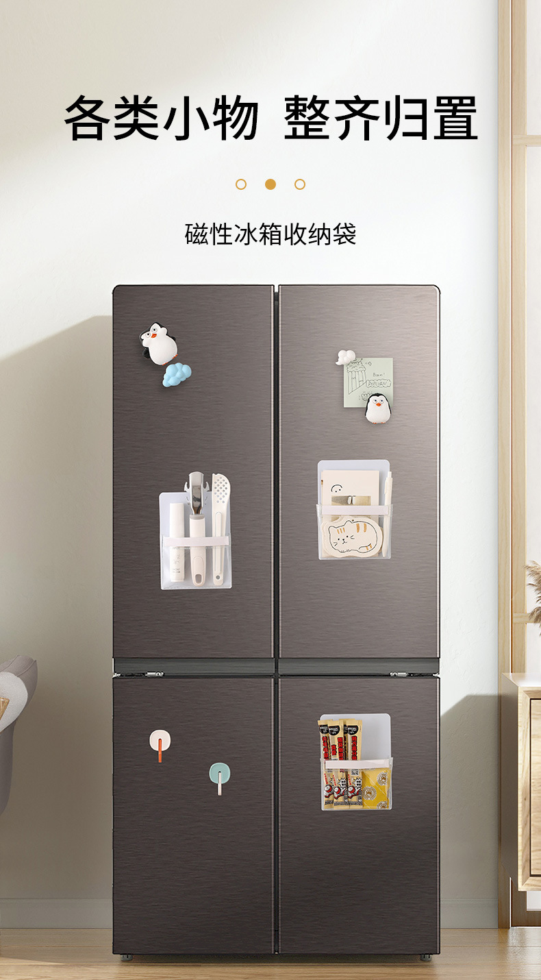 FaSoLa household transparent magnetic refrigerator storage bag, refrigerator stickers, magnetic stickers, accessories and sundries classification pvc storage bag pic 2
