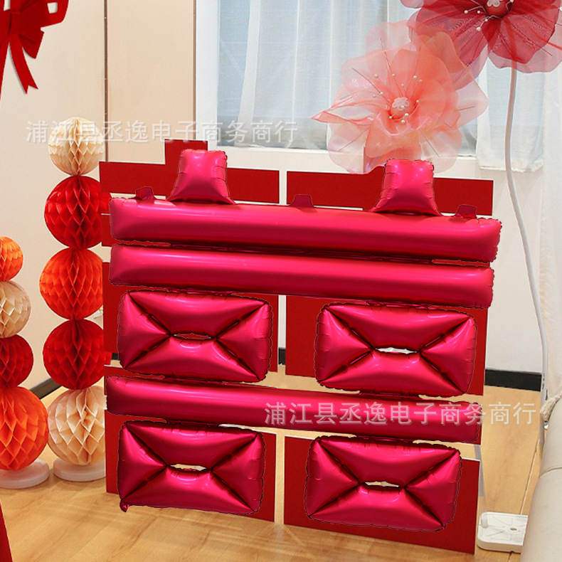 New super-large matte red double-happiness character aluminum film balloon for engagement, proposal, wedding room decoration and arrangement pic 8