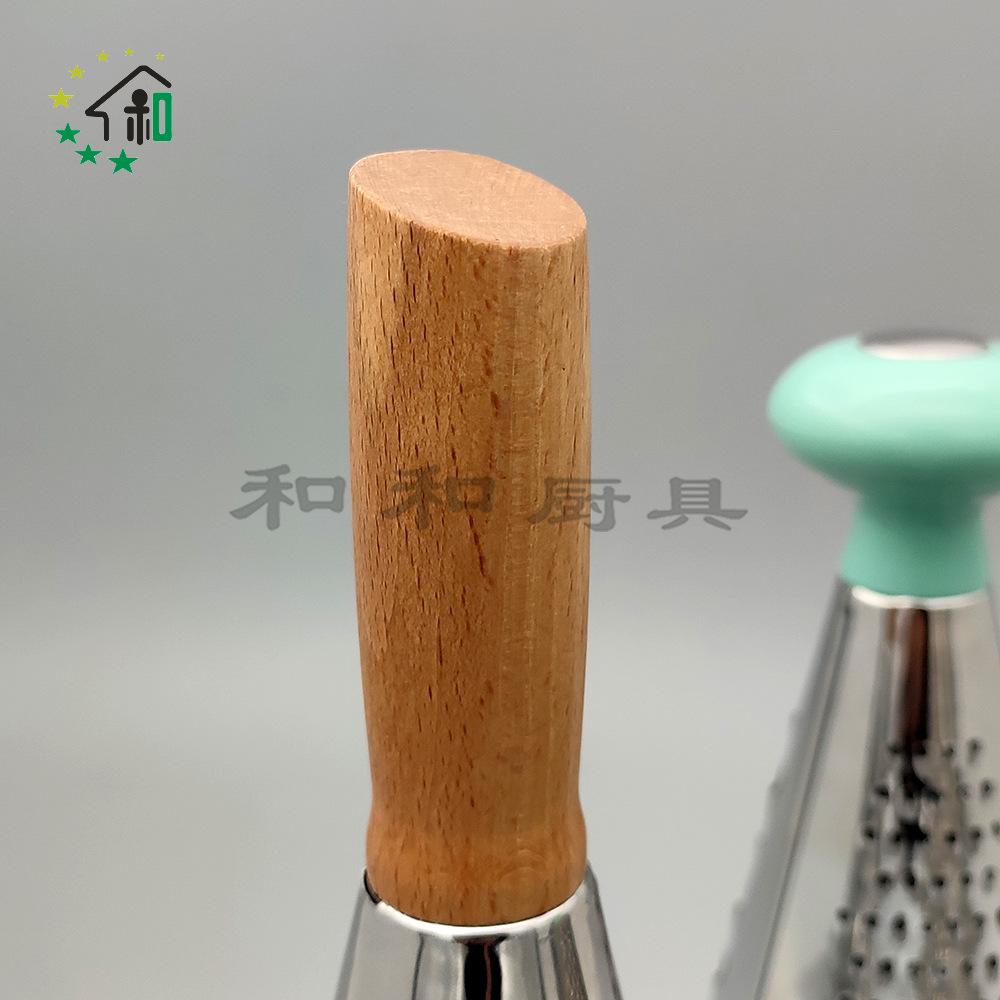 9-inch vertical stainless steel conical three-sided vegetable grater, cheese and cheese grater, wooden handle, multi-functional fruit and vegetable grater pic 24