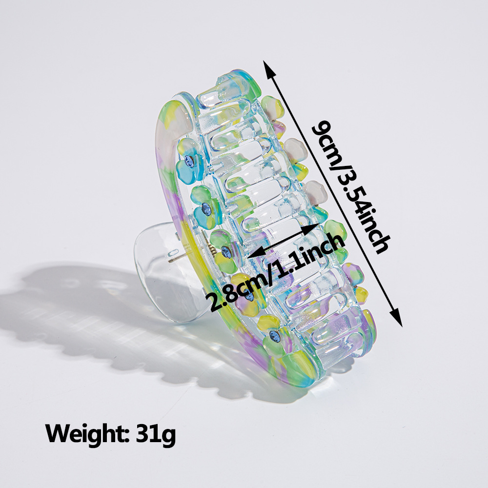 9cm medium-sized clipper flower hair clipper, three-leaf flower headwear, a new trendy diamond-encrusted hair clipper, iridesy acrylic clip pic 20