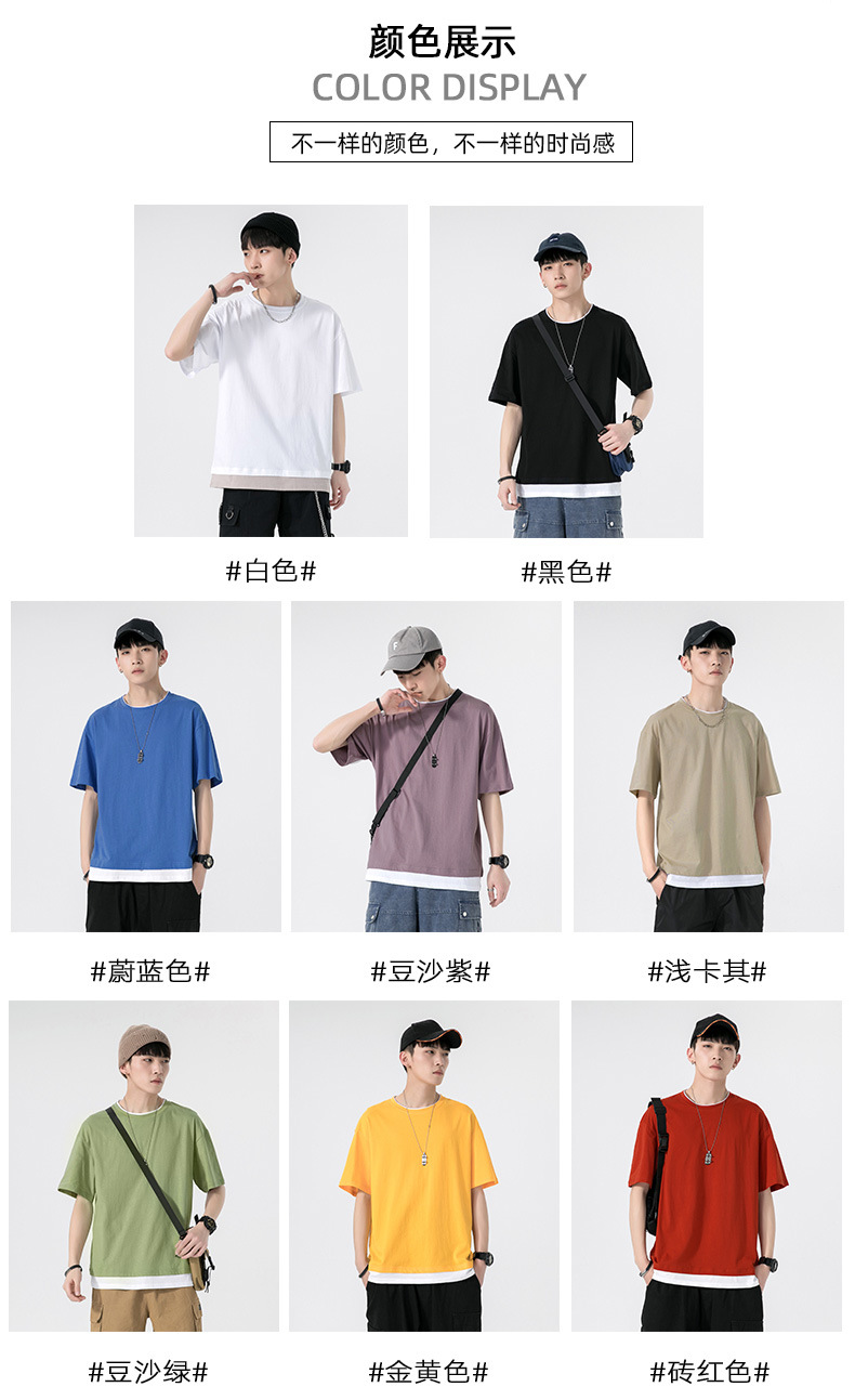 A new summer style American high street round-neck short-sleeved T-shirt for men with loose and simple printed half-sleeved top pic 5