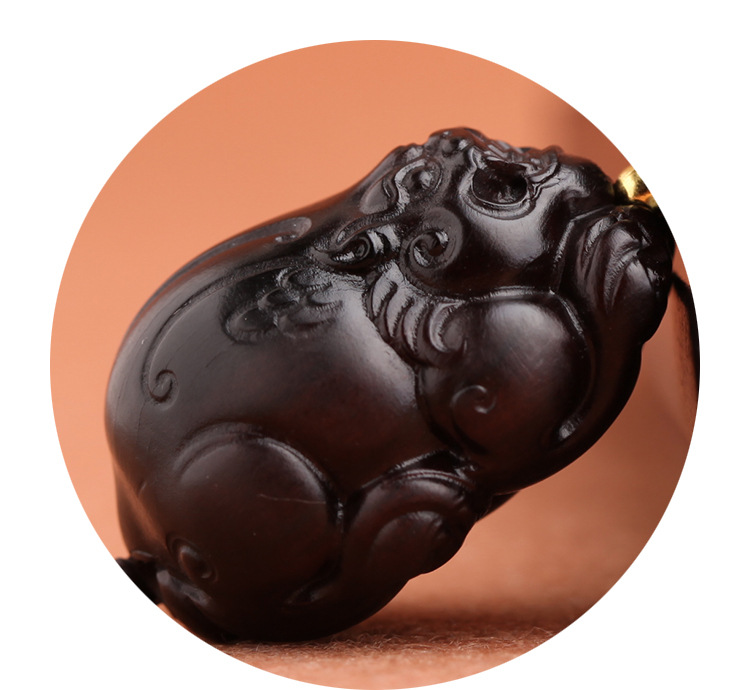 Creative car keychain carved pendant, light-struck jujube wood PI Xiu handcrafted lucky keychain peace pendant pic 17