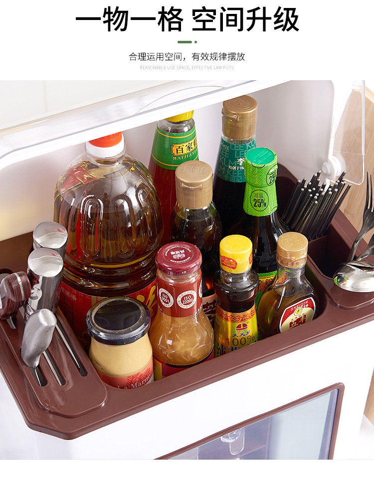 New dust-proof knife rack, multi-functional kitchen storage rack set combination, large-capacity seasoning box storage rack pic 5